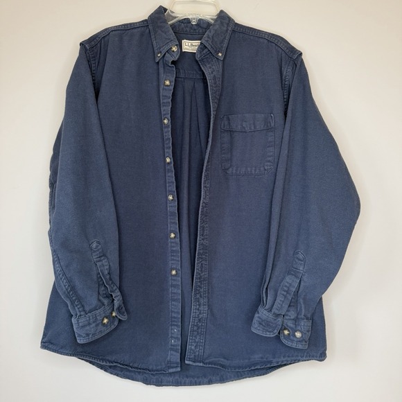 L.L. Bean Other - Vtg L.L Bean Navy Blue Chamois Heavy Cotton Flannel Work Casual Shirt Mens SZ-L